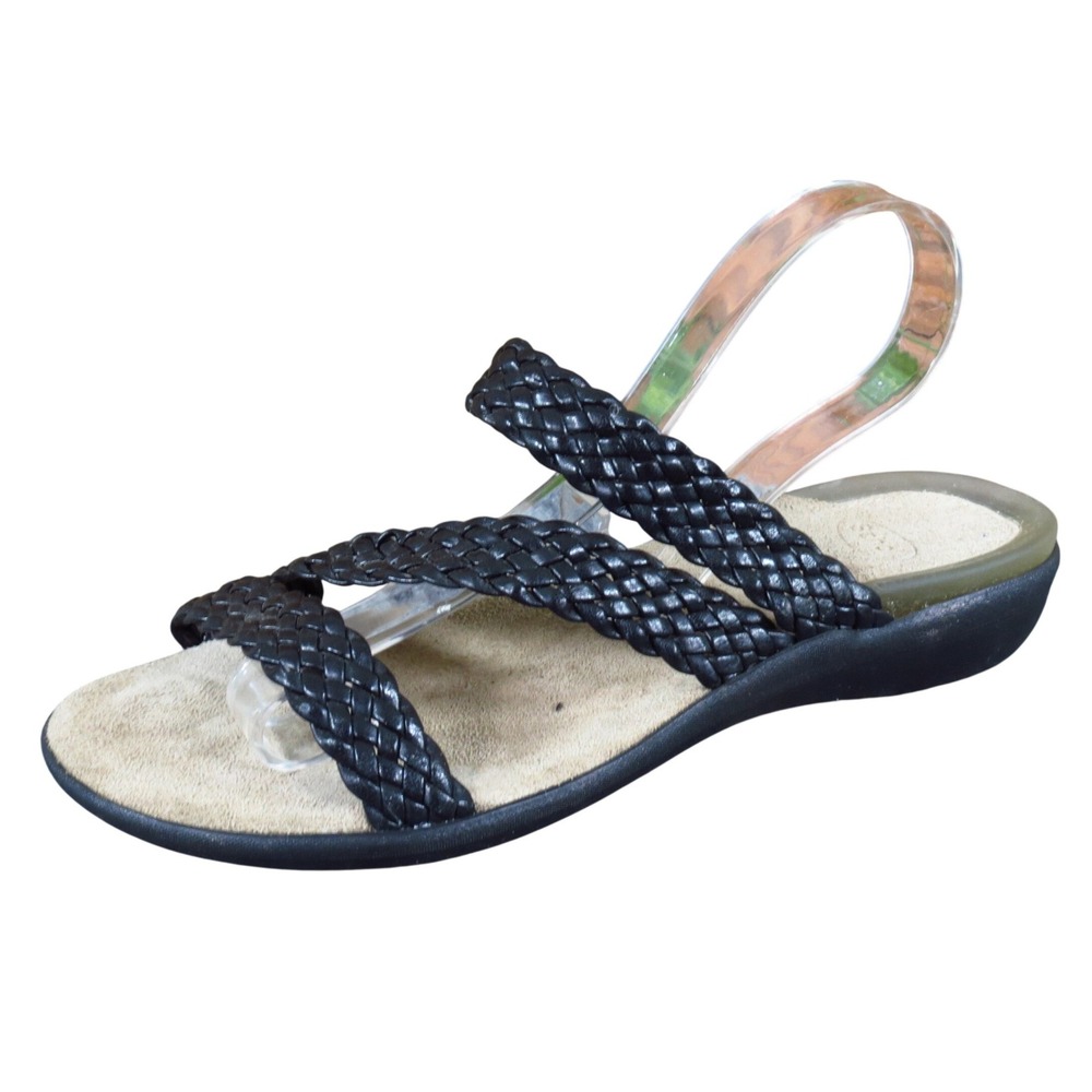 Scholl Braided Women Sandal Size 38 Casual Comfort Walking Black Synthetic